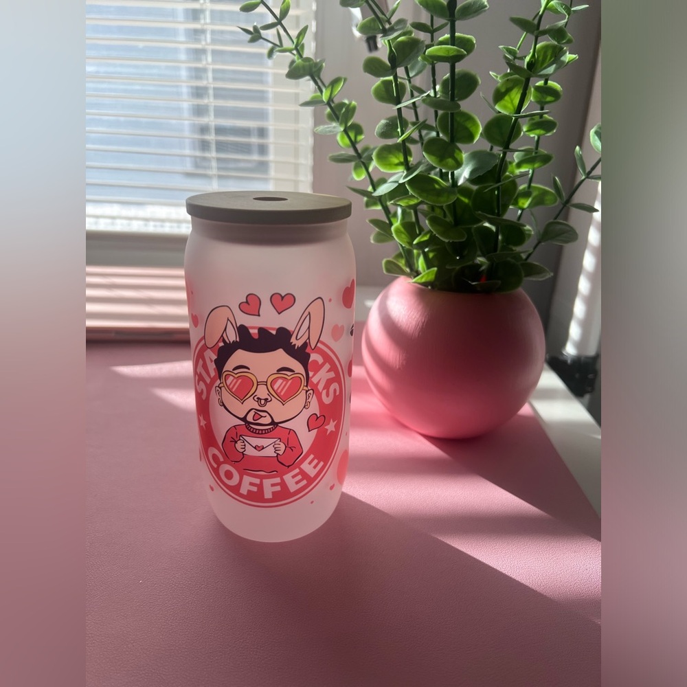 Starbucks Frosted Tumbler with Pink and Red Design